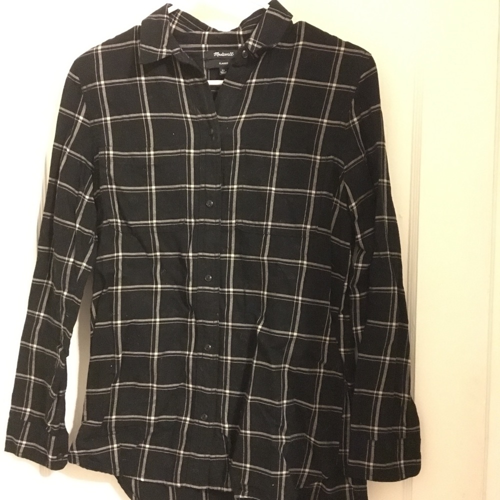 Black/white Madewell flannel
